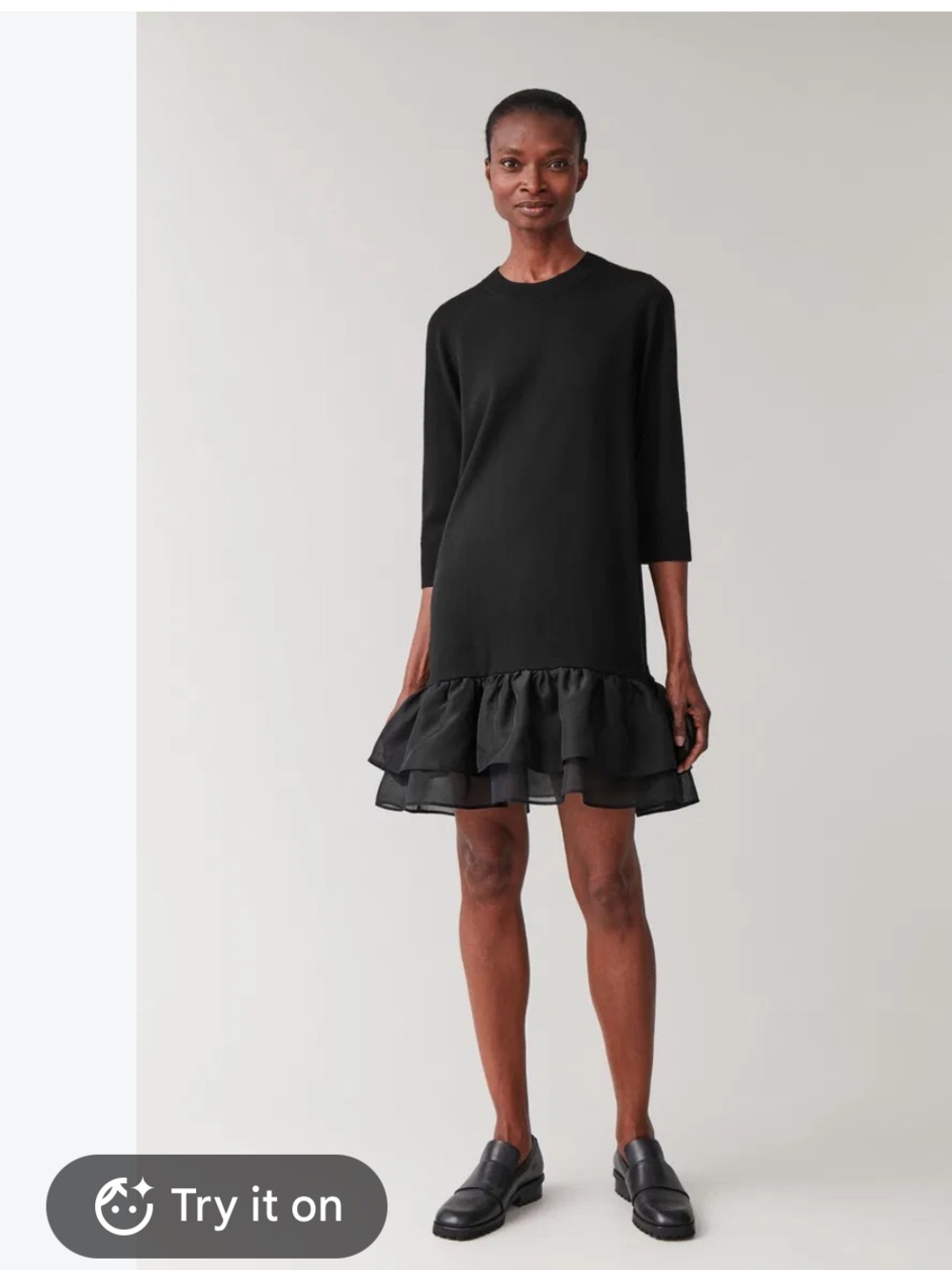 Like new! COS Black Ruffle-Hem Dress! Size Small! Super cute!!